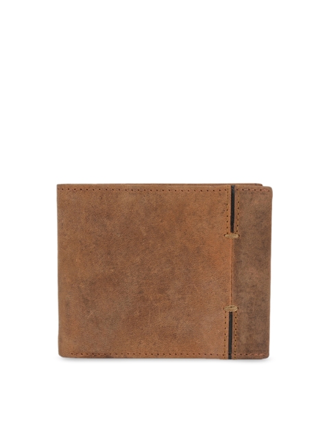 

Calvadoss Men Brown Solid Two Fold Leather Wallet