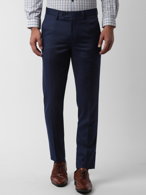 

Peter England Men Navy Blue Slim Fit Self Design Formal Trousers