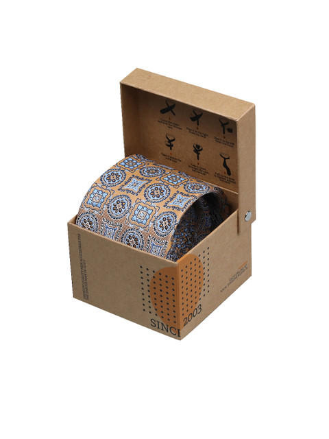 

Tossido Blue & Orange Woven Design Broad Tie