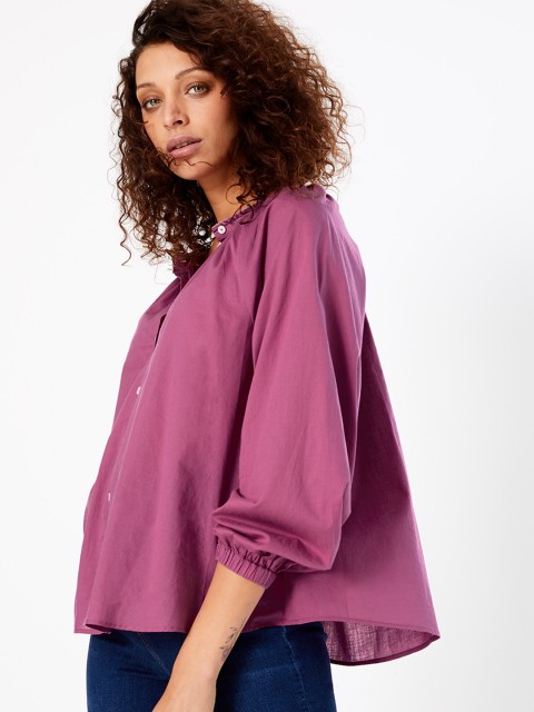 

Marks & Spencer Women Purple Solid Shirt Style Top