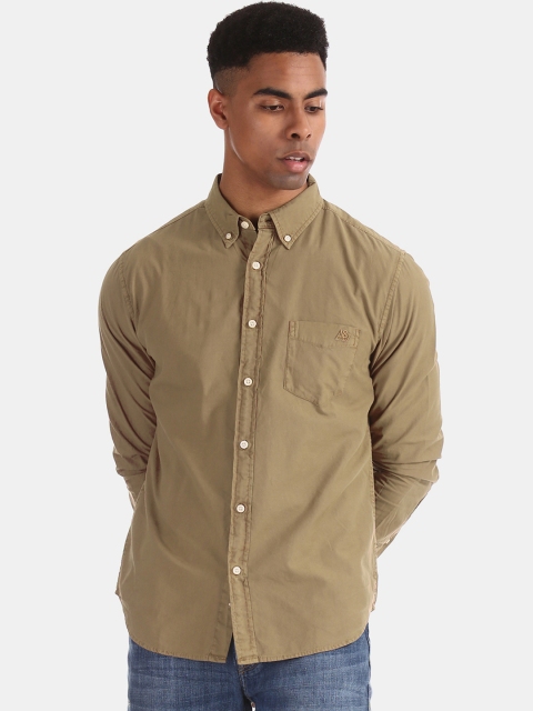 

Aeropostale Men Khaki Regular Fit Solid Casual Shirt