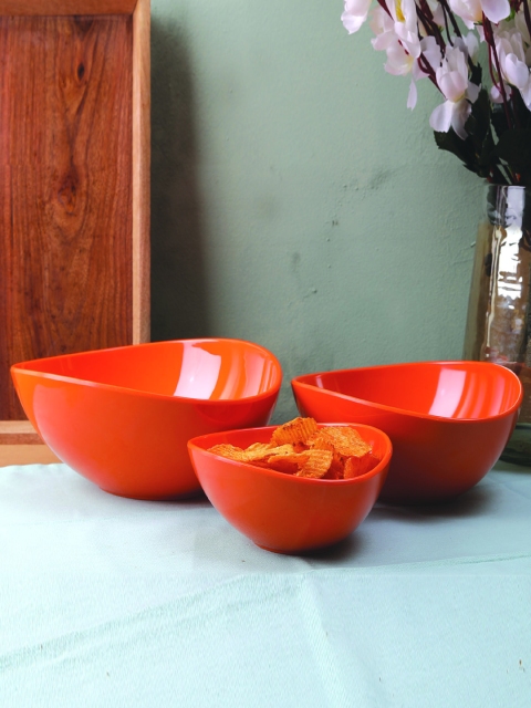 

Servewell Orange 3-Pieces Solid Melamine Bowls Set