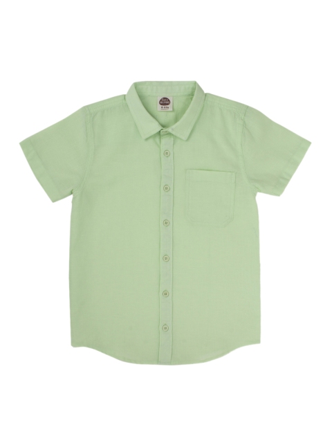 

Cub McPaws Boys Green Comfort Regular Fit Solid Casual Shirt