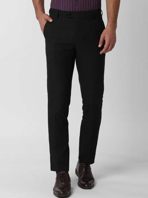 

Peter England Men Black Slim Fit Self Design Formal Trousers