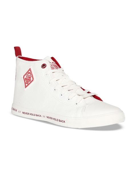 

Flying Machine Men White Solid High-Top Sneakers
