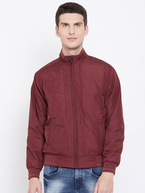 

Spirit Men Maroon Solid Windcheater Bomber Jacket