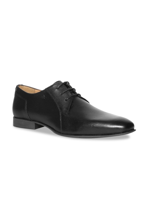 Arrow Men Black Solid Leather Derbys