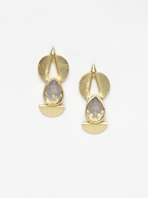 

DIVA WALK Gold-Toned Embellished Contemporary Drop Earrings