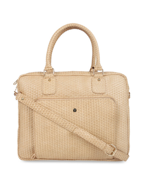 

HORRA Women Beige Textured Laptop Bag