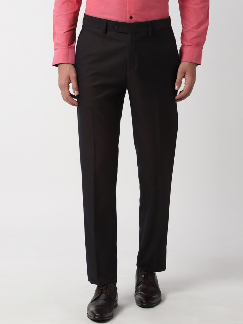 

Peter England Men Brown Slim Fit Self Design Formal Trousers