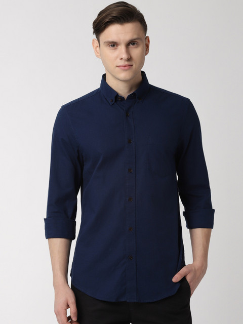 

Peter England Casuals Men Navy Blue Slim Fit Solid Casual Shirt