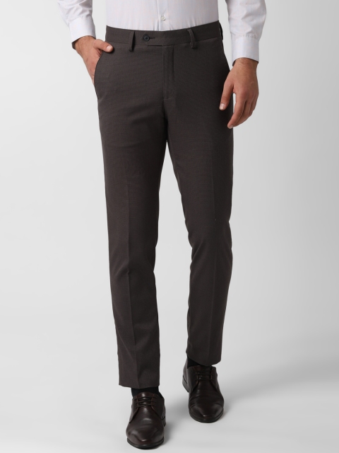 

Peter England Men Brown Slim Fit Self Design Formal Trousers