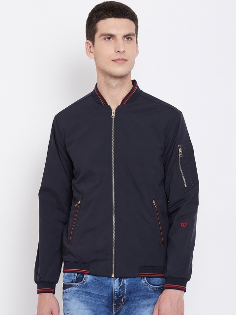 

Spirit Men Navy Blue Solid Windcheater Bomber Jacket