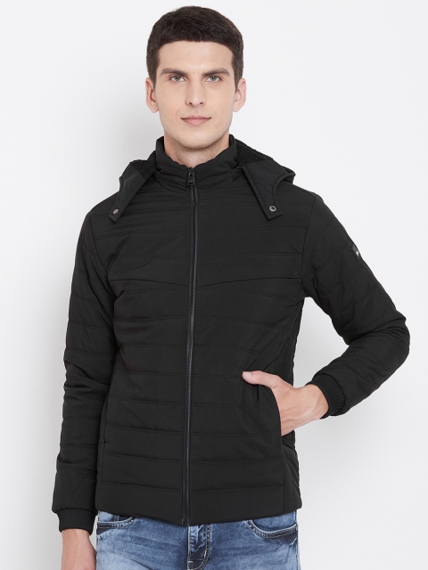 

Spirit Men Black Solid Padded Jacket with Hood