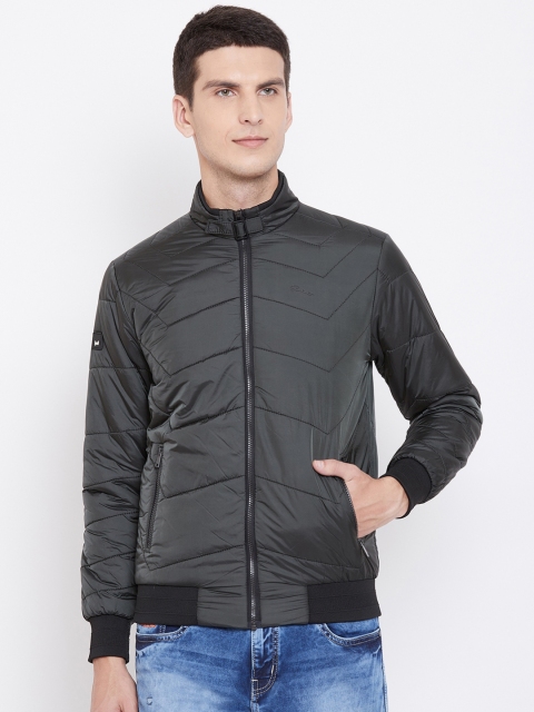 Spirit Men Charcoal Grey Solid Padded Jacket