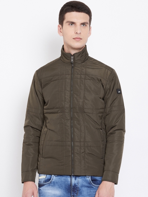 

Spirit Men Olive Green Solid Padded Windcheater Jacket