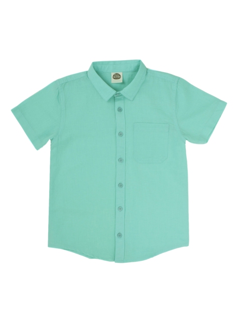 

Cub McPaws Boys Sea Green Comfort Regular Fit Solid Casual Shirt