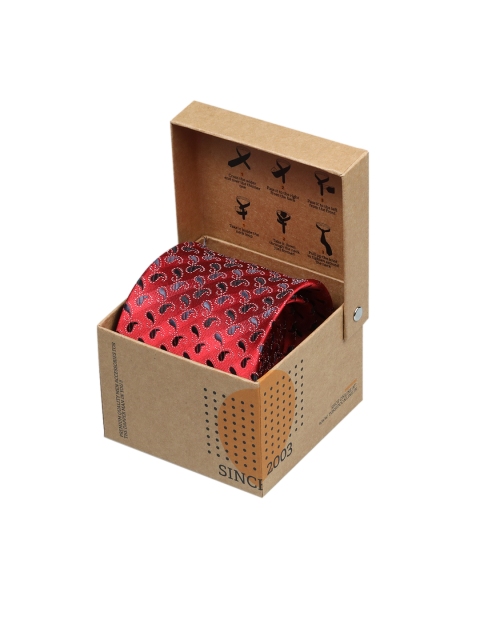 

Tossido Men Red Woven Design Broad Tie