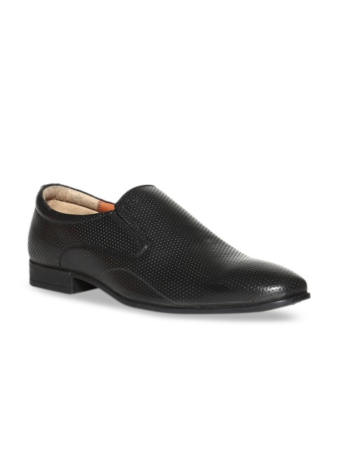 

Arrow Men Black Textured Leather Slip-Ons