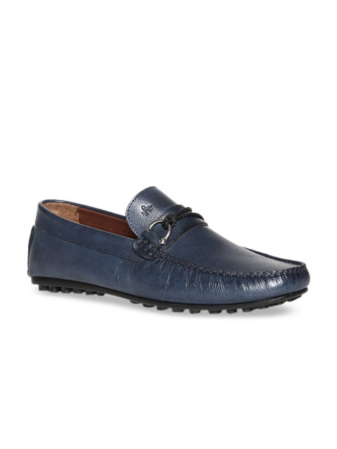 

Arrow Men Blue Solid Leather Horsebit Loafers