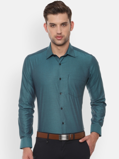 

Van Heusen Men Green Regular Fit Checked Formal Shirt