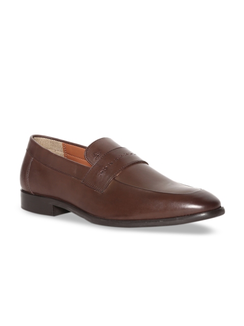 

Arrow Men Brown Solid Leather Slip-Ons