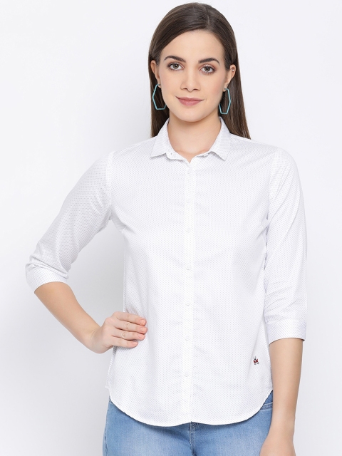 

Crimsoune Club Women White Slim Fit Printed Casual Shirt