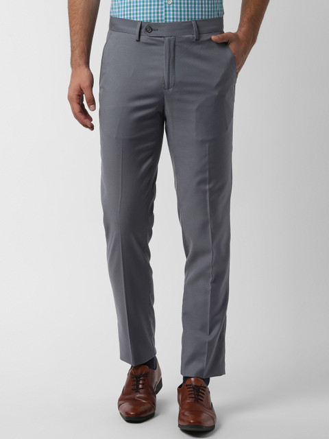 

Peter England Men Grey Slim Fit Self Design Formal Trousers