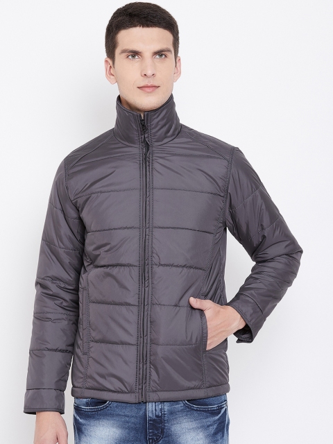 

Spirit Men Grey Self Design Padded Jacket