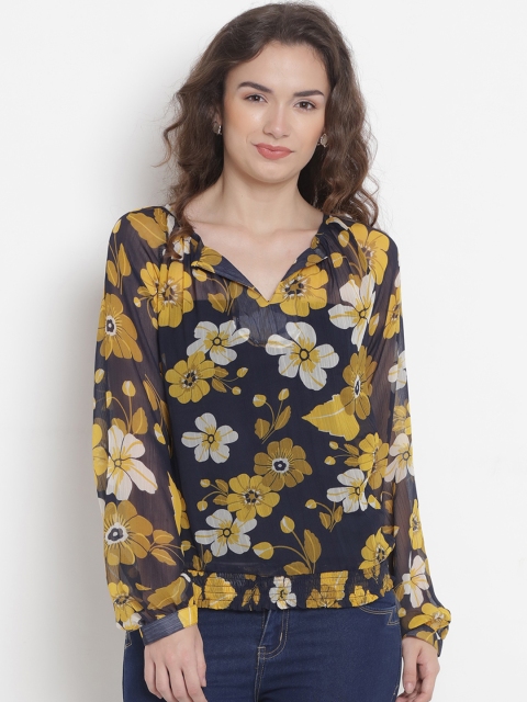 

Abiti Bella Women Navy Blue Floral Print Top