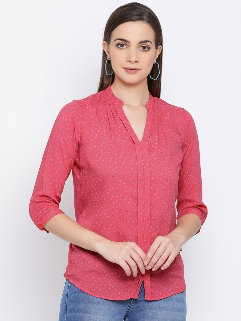 

Crimsoune Club Women Pink Slim Fit Printed Casual Shirt