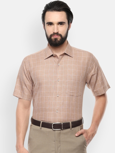 

Van Heusen Men Brown Regular Fit Checked Formal Shirt