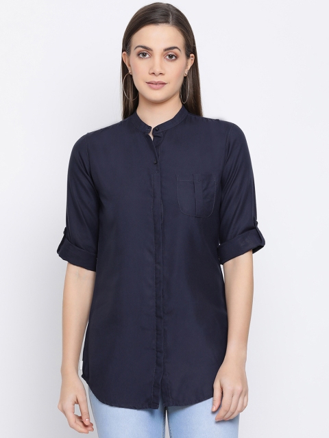 

Crimsoune Club Women Navy Blue Slim Fit Solid Casual Shirt