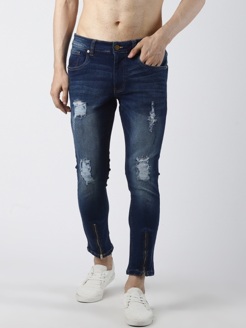 

Blue Saint Men Blue Slim Fit Mid-Rise Low Distress Jeans