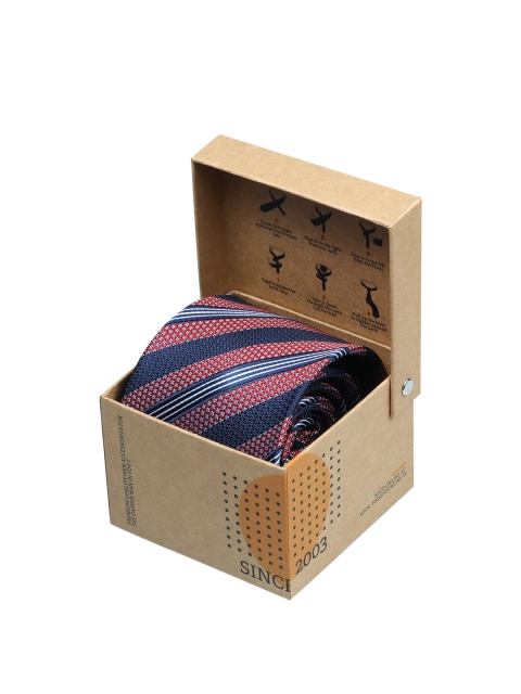 Tossido Men Blue & Red Woven Design Broad Tie
