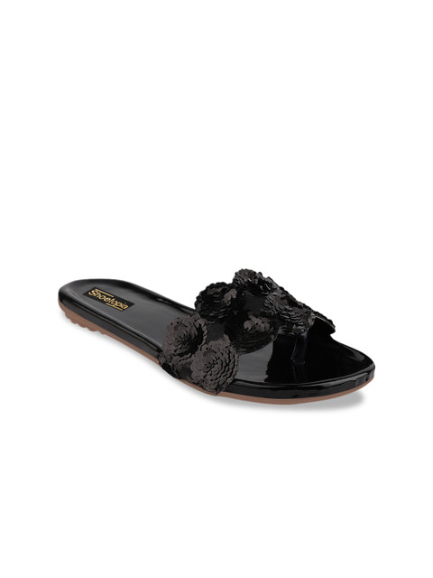 

Shoetopia Women Black Solid Open Toe Flats