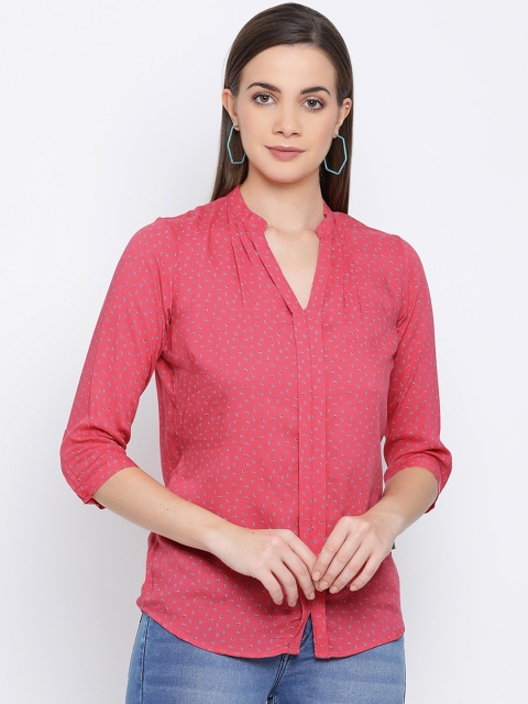 

Crimsoune Club Women Pink Slim Fit Printed Casual Shirt