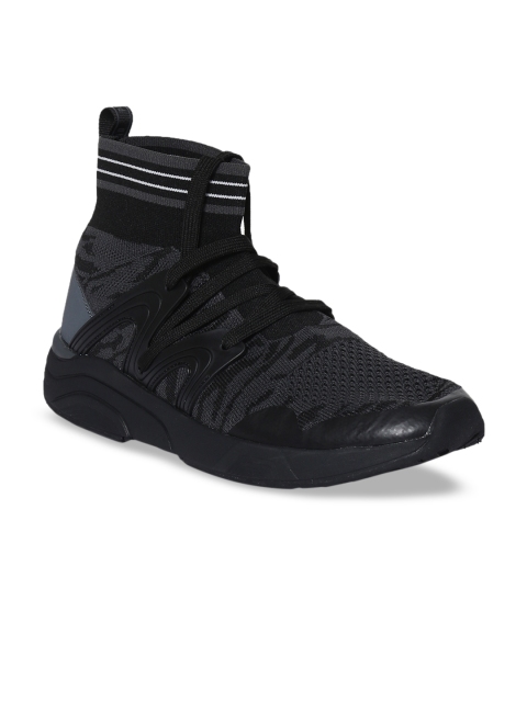 

Flying Machine Men Black Woven Design Mid-Top Sneakers