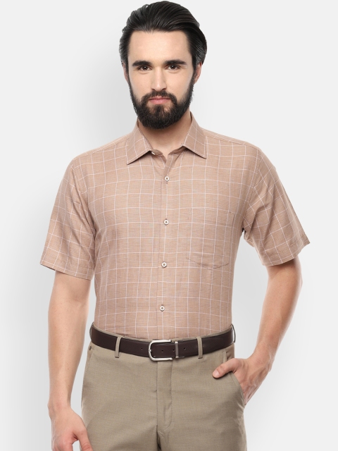 

Van Heusen Men Brown Regular Fit Checked Formal Shirt