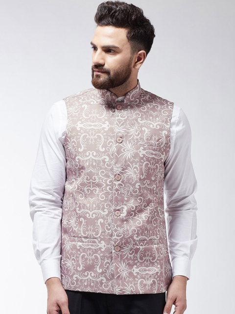 

SOJANYA Men Lavender & Off-White Printed Nehru Jacket