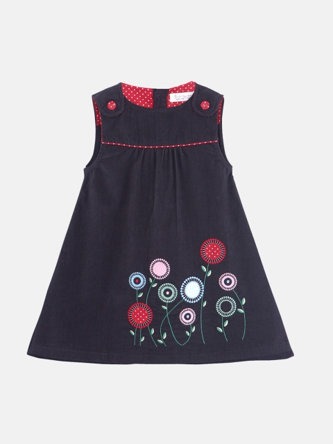 

Beebay Girls Solid Black A-Line Dress with Embroidered Detail