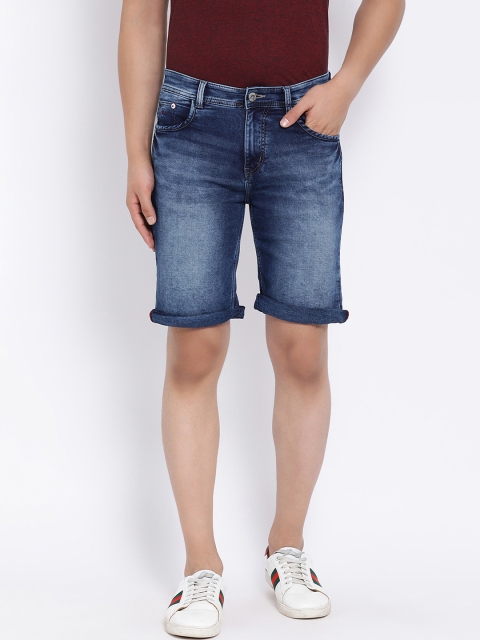 

Crimsoune Club Men Blue Washed Slim Fit Denim Shorts