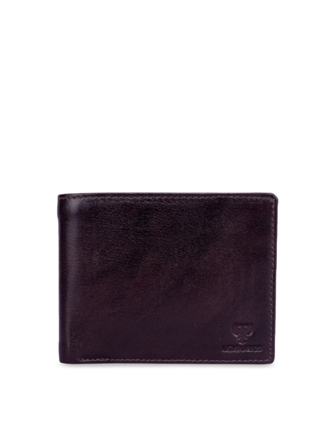 

LEISURES Men Burgundy Solid Leather Two Fold Wallet