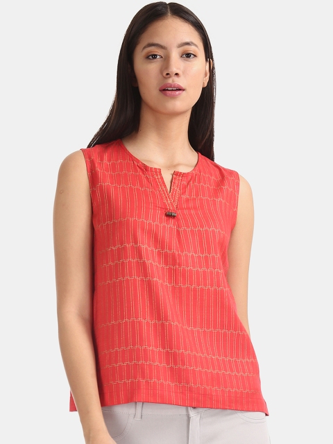 

Bronz Women Red Printed A-Line Top