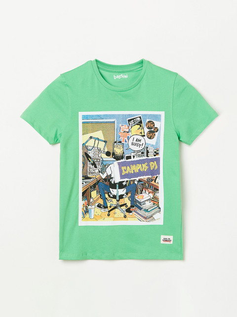 

Bossini Boys Green Printed Round Neck T-shirt