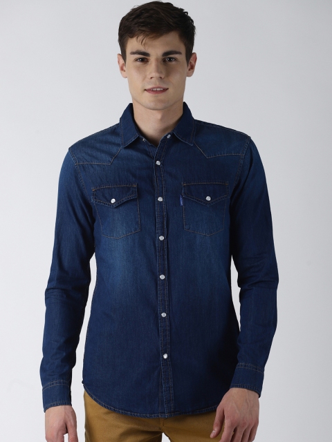 

Blue Saint Men Blue Slim Fit Faded Casual Shirt