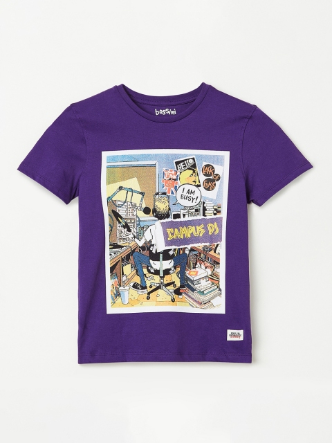 

Bossini Boys Purple Printed Round Neck T-shirt