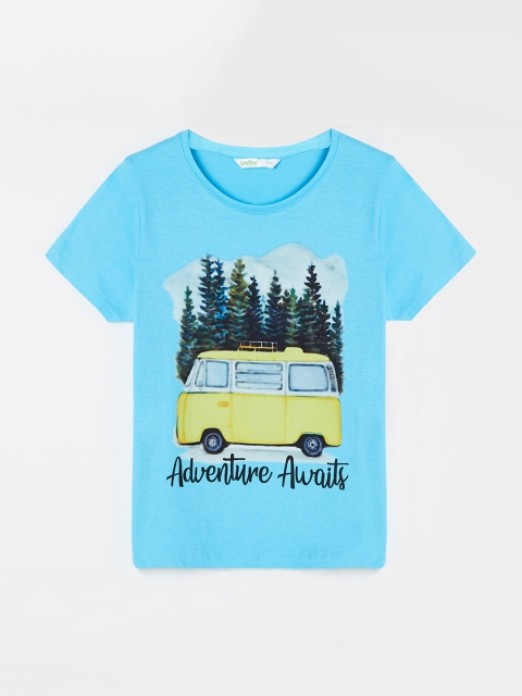 

Bossini Girls Blue Printed Round Neck T-shirt