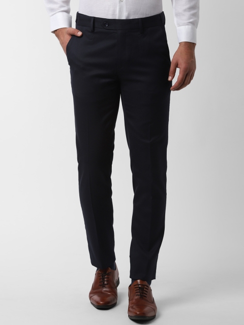 

Peter England Men Navy Blue Slim Fit Solid Formal Trousers