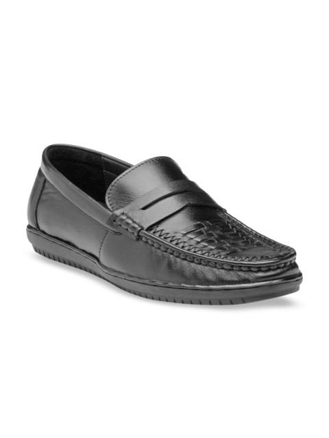 

Teakwood Leathers Men Black Leather Loafers